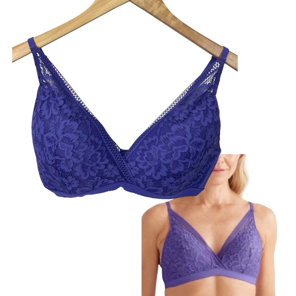Knix Deep V Lace Bralette Wireless Purple Size XL